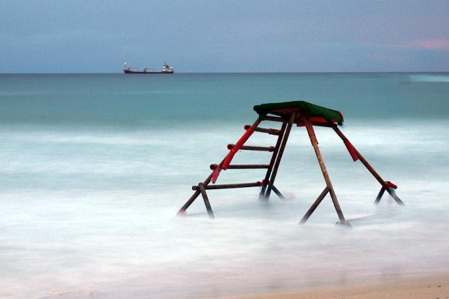 Lunga esposizione sulla spiaggia.