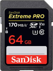 Scheda di memoria Sandisk da 64GB.